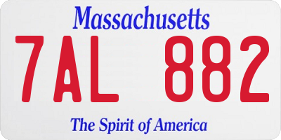 MA license plate 7AL882