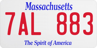 MA license plate 7AL883