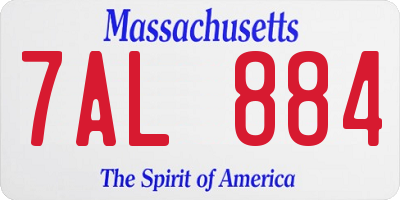 MA license plate 7AL884