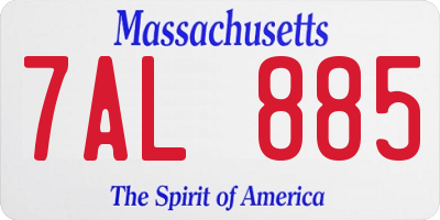 MA license plate 7AL885