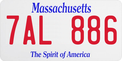 MA license plate 7AL886