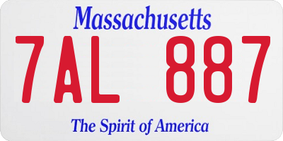 MA license plate 7AL887
