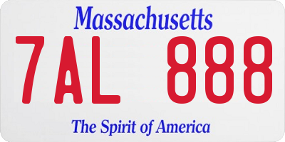 MA license plate 7AL888