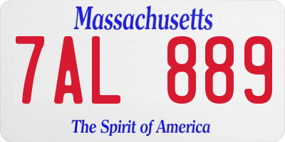 MA license plate 7AL889