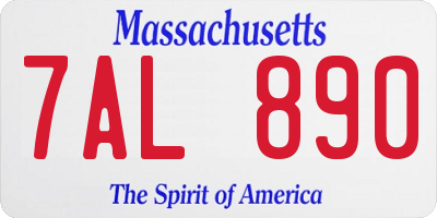 MA license plate 7AL890
