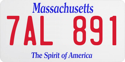MA license plate 7AL891