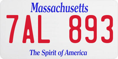 MA license plate 7AL893