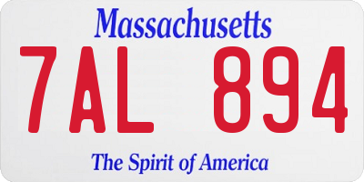 MA license plate 7AL894
