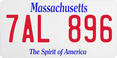 MA license plate 7AL896