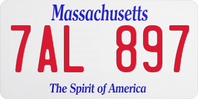 MA license plate 7AL897