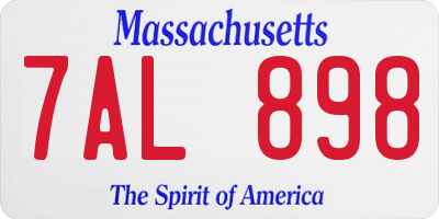 MA license plate 7AL898