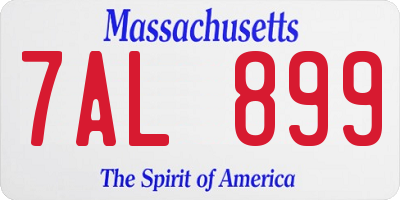 MA license plate 7AL899