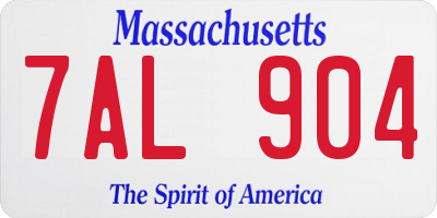 MA license plate 7AL904