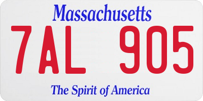 MA license plate 7AL905