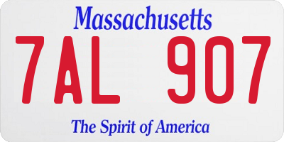 MA license plate 7AL907