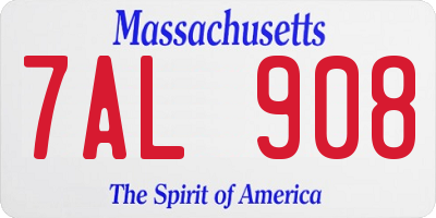 MA license plate 7AL908