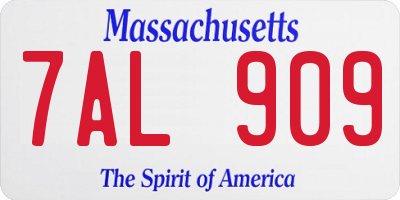 MA license plate 7AL909