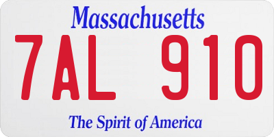 MA license plate 7AL910