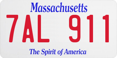MA license plate 7AL911