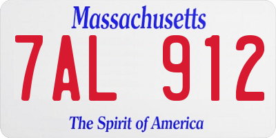 MA license plate 7AL912