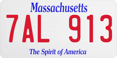 MA license plate 7AL913