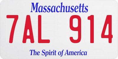 MA license plate 7AL914