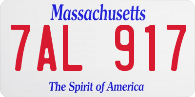 MA license plate 7AL917