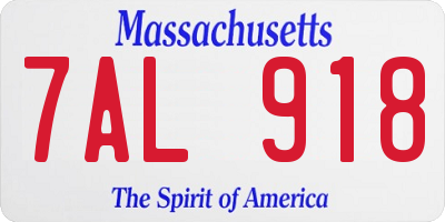 MA license plate 7AL918