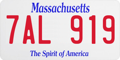 MA license plate 7AL919