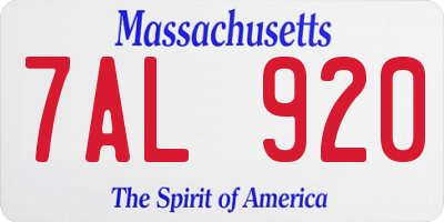 MA license plate 7AL920