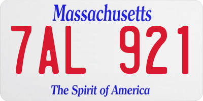 MA license plate 7AL921