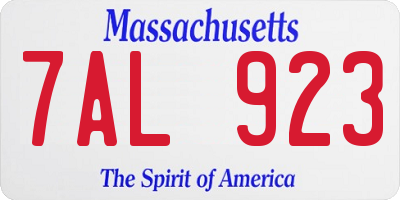 MA license plate 7AL923