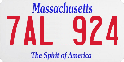 MA license plate 7AL924