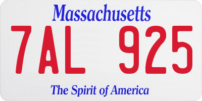 MA license plate 7AL925