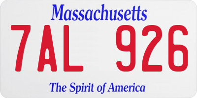 MA license plate 7AL926