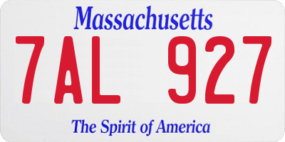 MA license plate 7AL927
