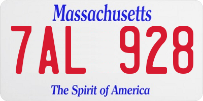 MA license plate 7AL928