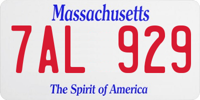 MA license plate 7AL929