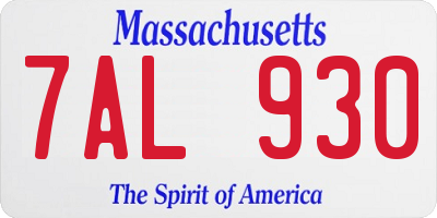 MA license plate 7AL930