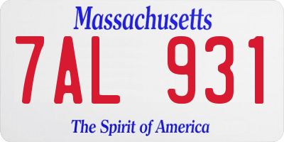 MA license plate 7AL931
