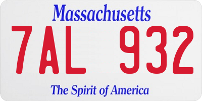 MA license plate 7AL932