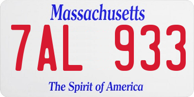 MA license plate 7AL933