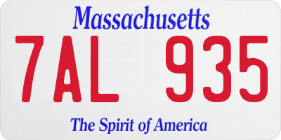 MA license plate 7AL935