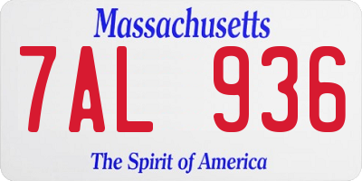 MA license plate 7AL936