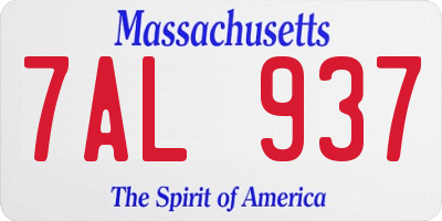 MA license plate 7AL937