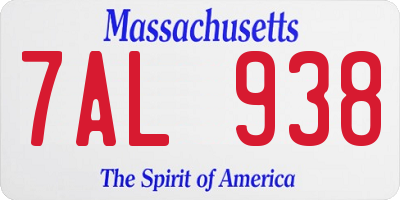 MA license plate 7AL938