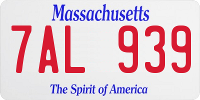 MA license plate 7AL939
