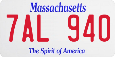 MA license plate 7AL940