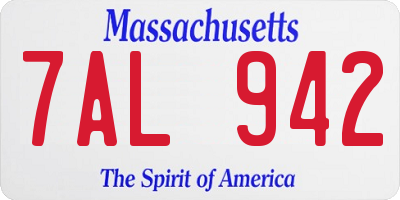 MA license plate 7AL942
