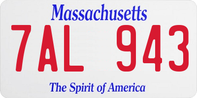MA license plate 7AL943